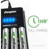 imageEnergizer Rechargeable AA Batteries Recharge Universal Double A Battery PreCharged 16 Count ampamp 1 Hour Battery Charger for AA Batteries and AAA Batteries with 4 Rechargeable AA Batteries