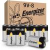 imageEnergizer Alkaline Power 9 Volt Batteries 8 Pack LongLasting Alkaline 9V Batteries