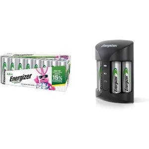 imageEnergizer Rechargeable AA Batteries ampamp Rechargeable AA and AAA Battery Charger Recharge Pro with 4 AA NiMH Rechargeable Batteries AutoSafety Feature Overcharge ProtectionBatteries  Charger