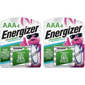 imageEnergizer Rechargeable AAA Batteries Recharge Power Plus Triple A Battery PreCharged 4 Count4 COUNT Pack of 2