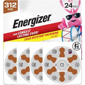 imageEnergizer Size 312 Hearing Aid Batteries EZ Turn ampamp Lock Hearing Aid Batteries Size 312 24 CountBrown Tab