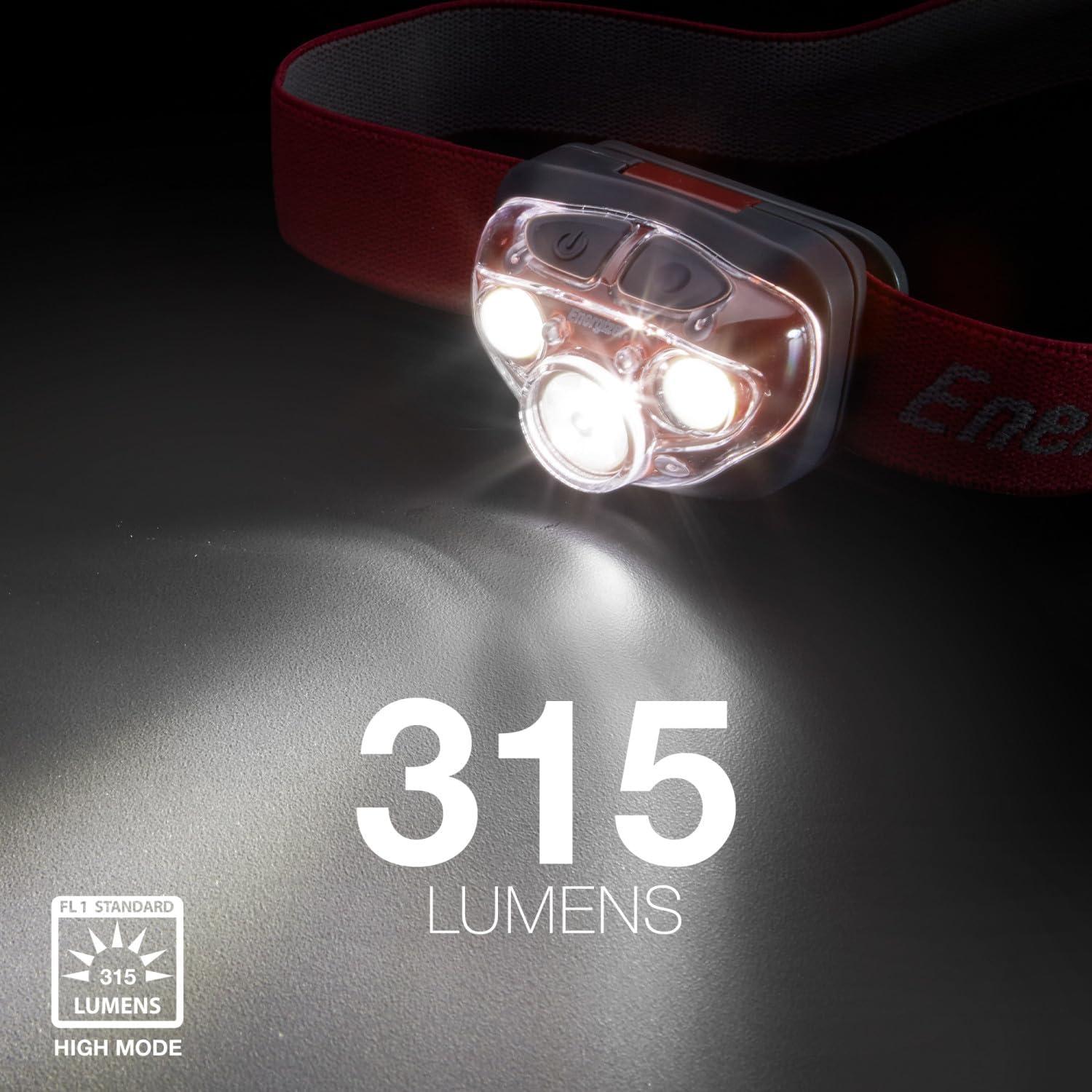 imageEnergizer LED Headlamp Pro260 Rugged IPX4 Water Resistant Head Light Ultra Bright Headlamps for Running Camping Outdoor Storm Power Outage Batteries IncludedRustic Red