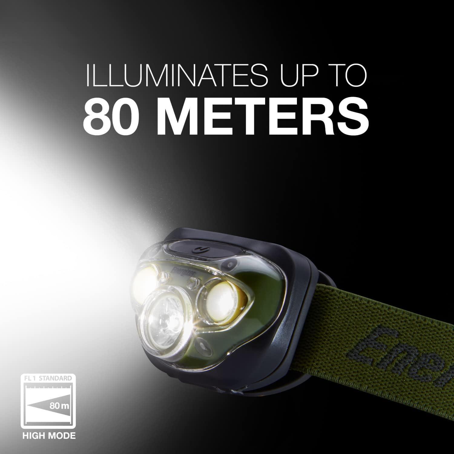 imageEnergizer LED Headlamp Pro260 Rugged IPX4 Water Resistant Head Light Ultra Bright Headlamps for Running Camping Outdoor Storm Power Outage Batteries IncludedForest Green