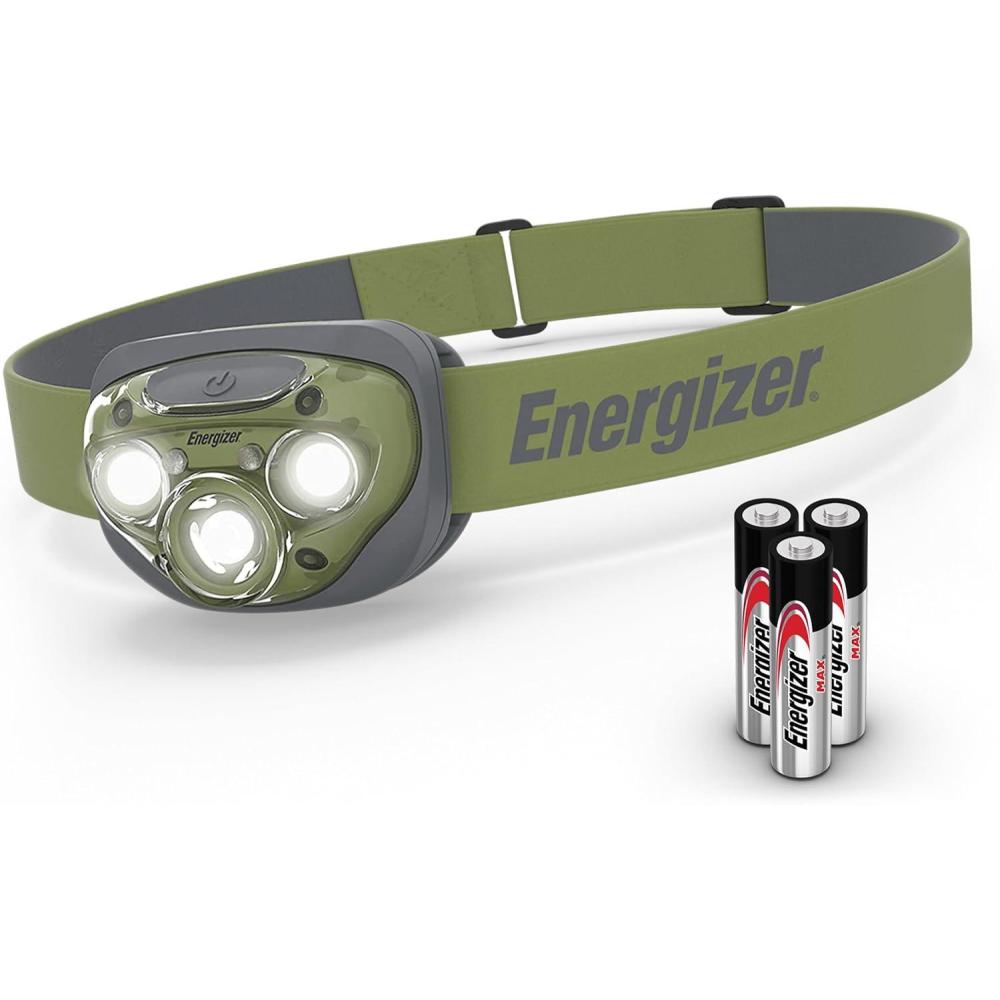 imageEnergizer LED Headlamp Pro260 Rugged IPX4 Water Resistant Head Light Ultra Bright Headlamps for Running Camping Outdoor Storm Power Outage Batteries IncludedForest Green