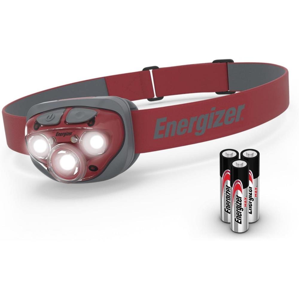 imageEnergizer LED Headlamp Pro260 Rugged IPX4 Water Resistant Head Light Ultra Bright Headlamps for Running Camping Outdoor Storm Power Outage Batteries IncludedRustic Red