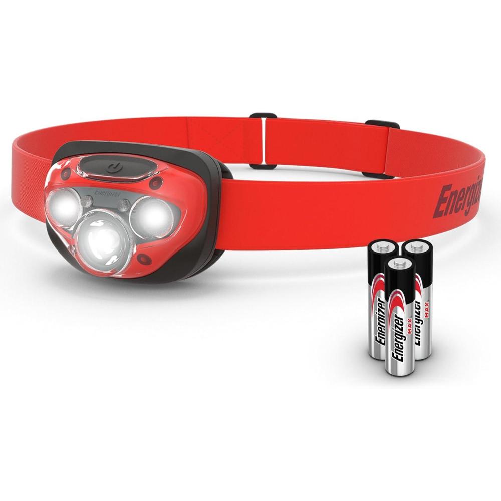 imageEnergizer LED Headlamp Pro260 Rugged IPX4 Water Resistant Head Light Ultra Bright Headlamps for Running Camping Outdoor Storm Power Outage Batteries IncludedRed
