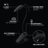 imageEnergizer Rechargeable LED Book Light Clip On Reading Light with Adjustable Light Modes USB Charging Cable Included Pack of 1 Black
