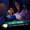 imageEnergizer Rechargeable LED Book Light Flex 3 Modes Warm Light Clip On Reading Light with Flexible Neck for Reading in Bed USB IncludedWhite
