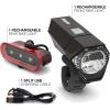imageEnergizer X400 Rechargeable Bike Light IPX4 Water Resistant Compact and Lightweight Design Front Clip Light and Rear LED Light for Visibility Black