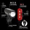 imageEnergizer X400 Rechargeable Bike Light IPX4 Water Resistant Compact and Lightweight Design Front Clip Light and Rear LED Light for Visibility Black