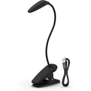 imageEnergizer Rechargeable LED Book Light Clip On Reading Light with Adjustable Light Modes USB Charging Cable Included Pack of 1 Black