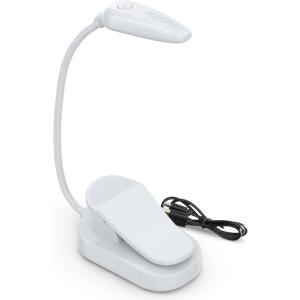 imageEnergizer Rechargeable LED Book Light Flex 3 Modes Warm Light Clip On Reading Light with Flexible Neck for Reading in Bed USB IncludedWhite