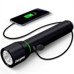 imageEnergizer Rechargeable LED Flashlight X1000 Hybrid Power Capability Ultra Bright 1000 Lumens IPX4 Water Resistant Rugged Aluminum Tactical LED Flash Light USB Charging Cable IncludedBlack Rechargeable  1100 Lumens
