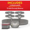 imageEVEREADY LED Headlamps Pro200 5Pack IPX4 Water Resistant Bright and Durable Head Lights for Camping Hiking Emergency Power Outage Batteries IncludedGray