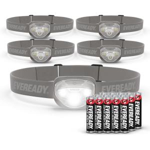 imageEVEREADY LED Headlamps Pro200 5Pack IPX4 Water Resistant Bright and Durable Head Lights for Camping Hiking Emergency Power Outage Batteries IncludedGray
