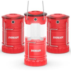 imageEveready LED Camping Lantern 360 PRO 3Pack Super Bright Tent Lights Rugged Water Resistant LED Lanterns 100 Hour Runtime Batteries IncludedRed