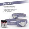 imageEnergizer LED Headlamp PRO 2Pack IPX4 Water Resistant Headlamps HighPerformance Head Light for Outdoors Camping Running Storm Survival LED Light for Emergencies Batteries IncludedPurple