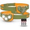 imageEnergizer LED Headlamp PRO 2Pack IPX4 Water Resistant Headlamps HighPerformance Head Light for Outdoors Camping Running Storm Survival LED Light for Emergencies Batteries IncludedForest GreenOrange