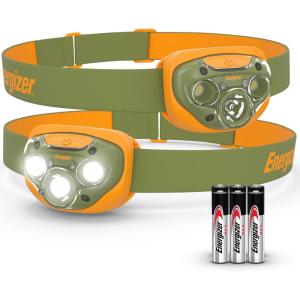 imageEnergizer LED Headlamp PRO 2Pack IPX4 Water Resistant Headlamps HighPerformance Head Light for Outdoors Camping Running Storm Survival LED Light for Emergencies Batteries IncludedForest GreenOrange