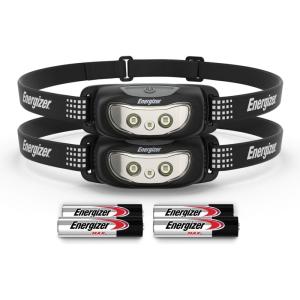 imageEnergizer Universal LED Headlamp Lightweight Bright Headlamp for Outdoors Camping and Emergency Light for Adults and Kids Includes Batteries Pack of 2Black