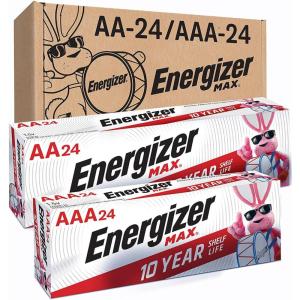 imageEnergizer AA Batteries and AAA Batteries 24 Max Double A Batteries and 24 Max Triple A Batteries Combo Pack 48 Count