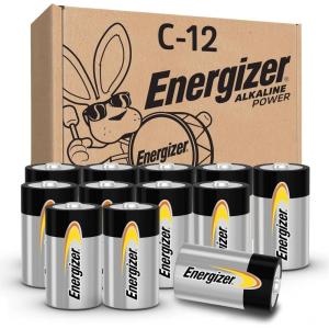 imageEnergizer Alkaline Power C Batteries 12 Pack LongLasting Alkaline C Cell Batteries