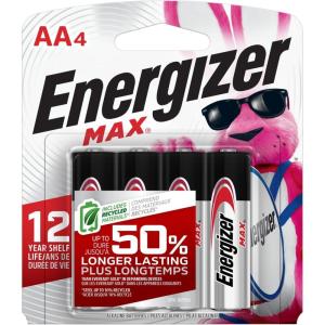 imageEnergizer MAX AA Batteries 12 Pack Double A Alkaline Batteries4 Count Pack of 1