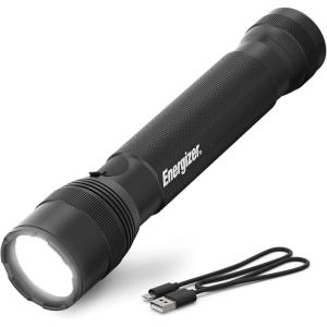 imageEnergizer TacR1000 LED Tactical Flashlight Bright Rechargeable Flashlight for Emergencies and Camping Gear Water Resistant Flashlight USB Included Pack of 1 Black