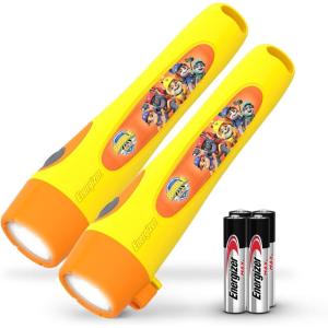 imageEnergizer Rubble ampamp Crew Flashlight for Kids 2 Pack 15 Lumens Handheld LED Kids Light That Runs on 2 AAA BatteriesYellow 2 Pack Flashlights