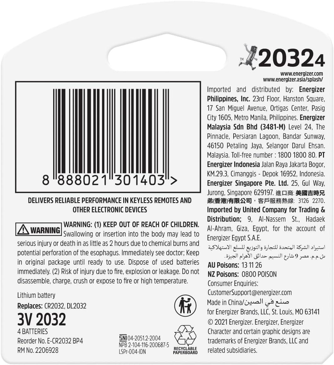 imageEnergizer CR2032 Lithium 3V Coin Batteries for Watches AirTags Key Fobs Small Electronics 10 PackCR2032