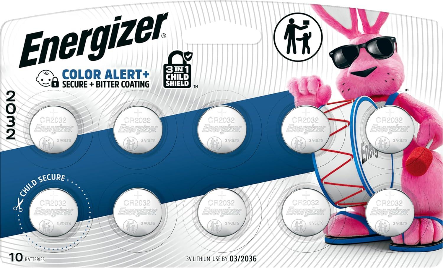 imageEnergizer CR2032 Lithium 3V Coin Batteries for Watches AirTags Key Fobs Small Electronics 10 PackCR2032
