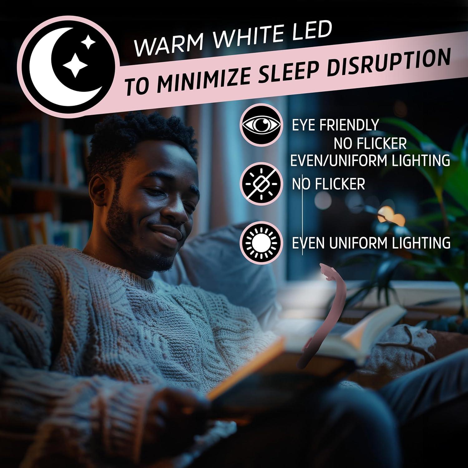 imageEnergizer FlexR LED Rechargeable Book Light for Reading in Bed Reading Light with Warm LED Color LongLasting and Lightweight Pink