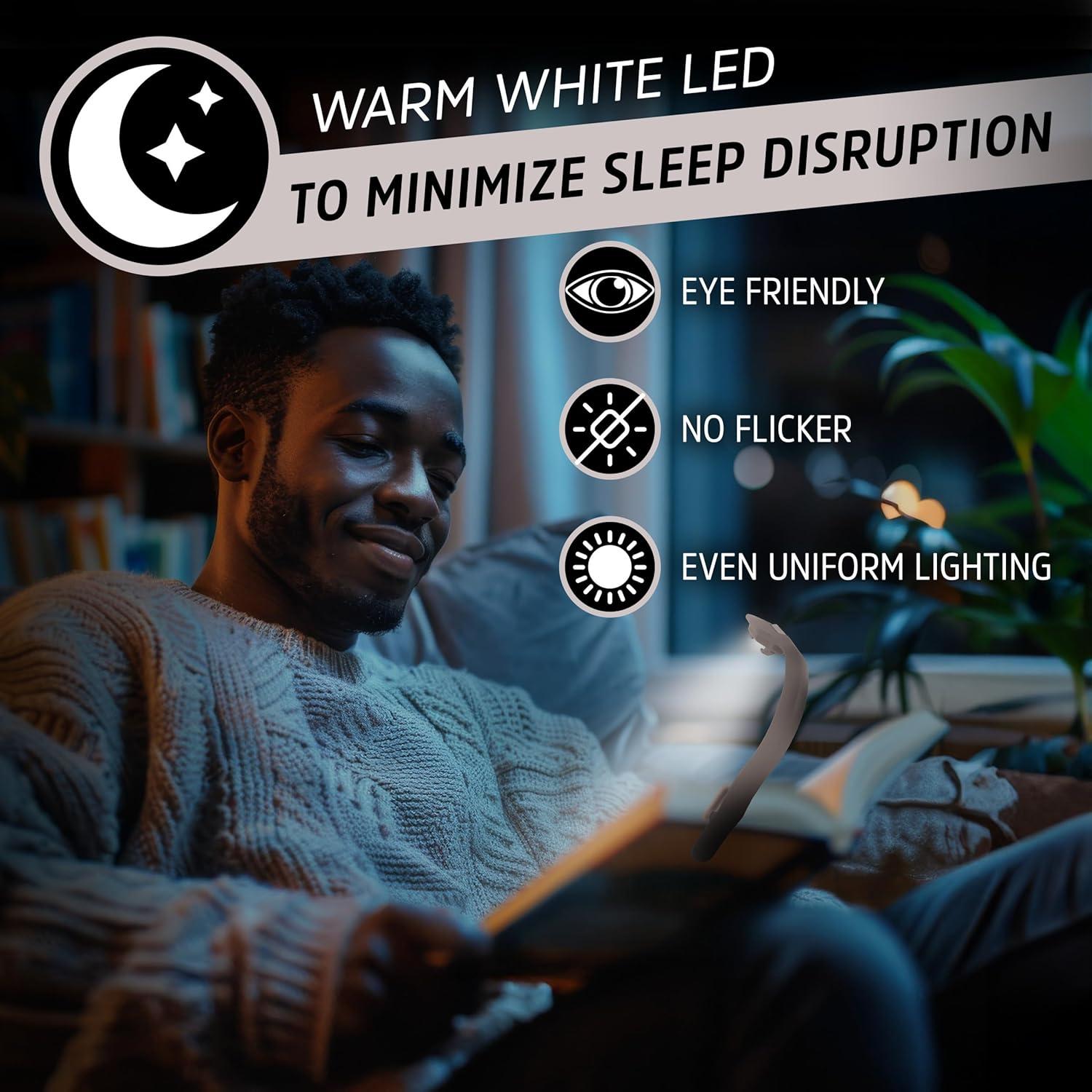 imageEnergizer FlexR LED Rechargeable Book Light for Reading in Bed Reading Light with Warm LED Color LongLasting and Lightweight Tan