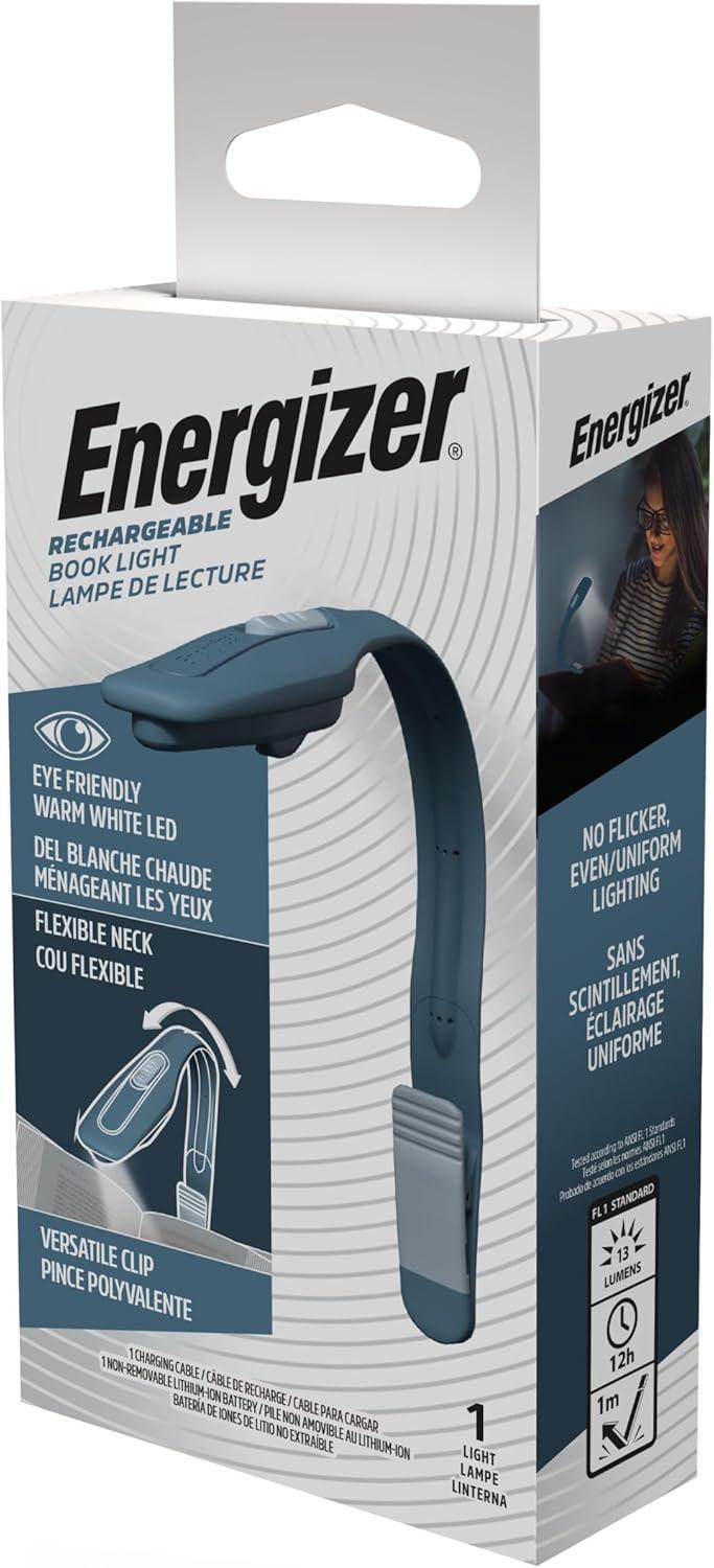 imageEnergizer FlexR LED Rechargeable Book Light for Reading in Bed Reading Light with Warm LED Color LongLasting and LightweightBlue