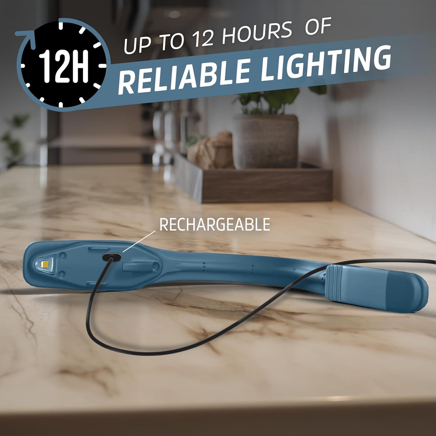 imageEnergizer FlexR LED Rechargeable Book Light for Reading in Bed Reading Light with Warm LED Color LongLasting and LightweightBlue