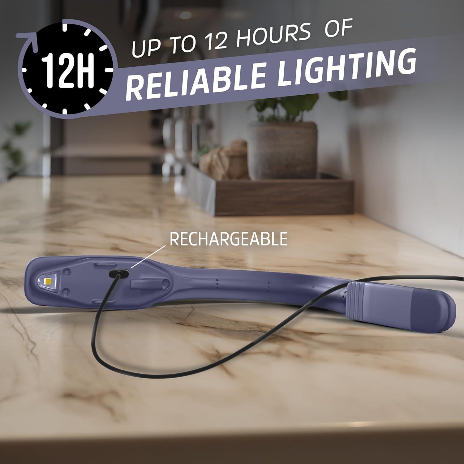 imageEnergizer FlexR LED Rechargeable Book Light for Reading in Bed Reading Light with Warm LED Color LongLasting and LightweightPurple