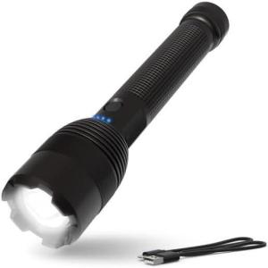 imageEnergizer 10000XTR Rechargeable LED Tactical Flashlight 10000 Lumens Durable Metal Flashlight with Boost Mode for Extreme Brightness