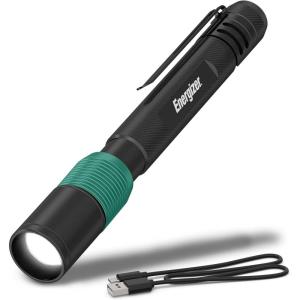 image:imageEnergizer X400 Pen Light Flashlight Rechargeable Bright Penlight IPX4 WaterResistant Lightweight and Durable Rechargeable Flashlight USB Charging Cable IncludedBlackGreen
