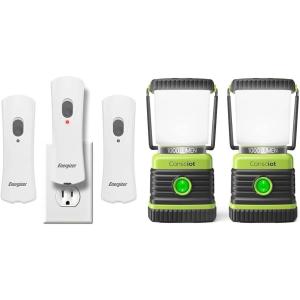image:imageEnergizer LED Rechargeable Plugin Flashlights Emergency Home Power Failure Light 3Pack  LED Camping Lantern 1000LM 4 Light Modes IPX4 Waterproof Tent Lights 2Pack
