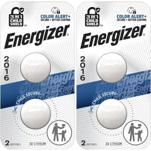 image:imageEnergizer 2016 Batteries 2 Pack 3V Lithium Coin Batteries With 3in1 Child ShieldStandard 2 Count  Pack of 2